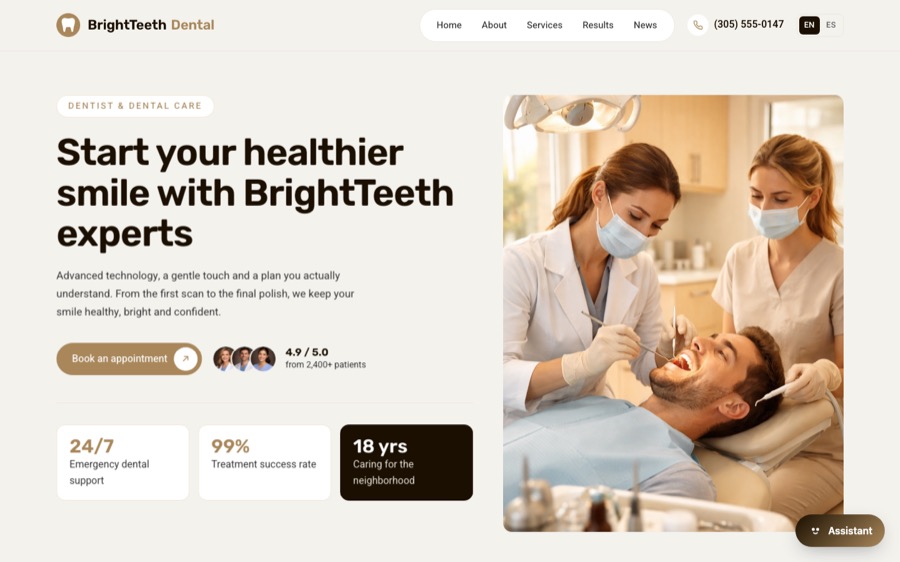 BrightTeeth Dental — clinic website