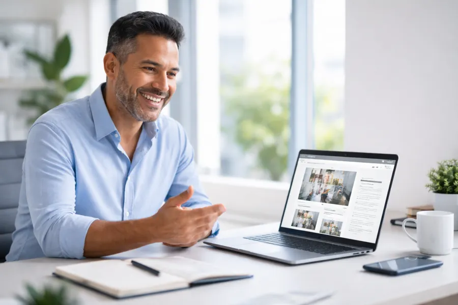 Business owner editing his website by talking to his AI